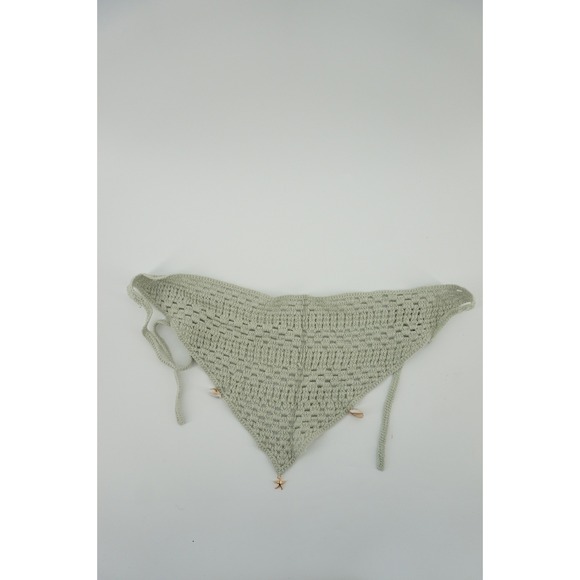 Accessories - Crochet Hair Bandana Nautical Coastal Mermaidcore Shell Starfish Sage Green OS